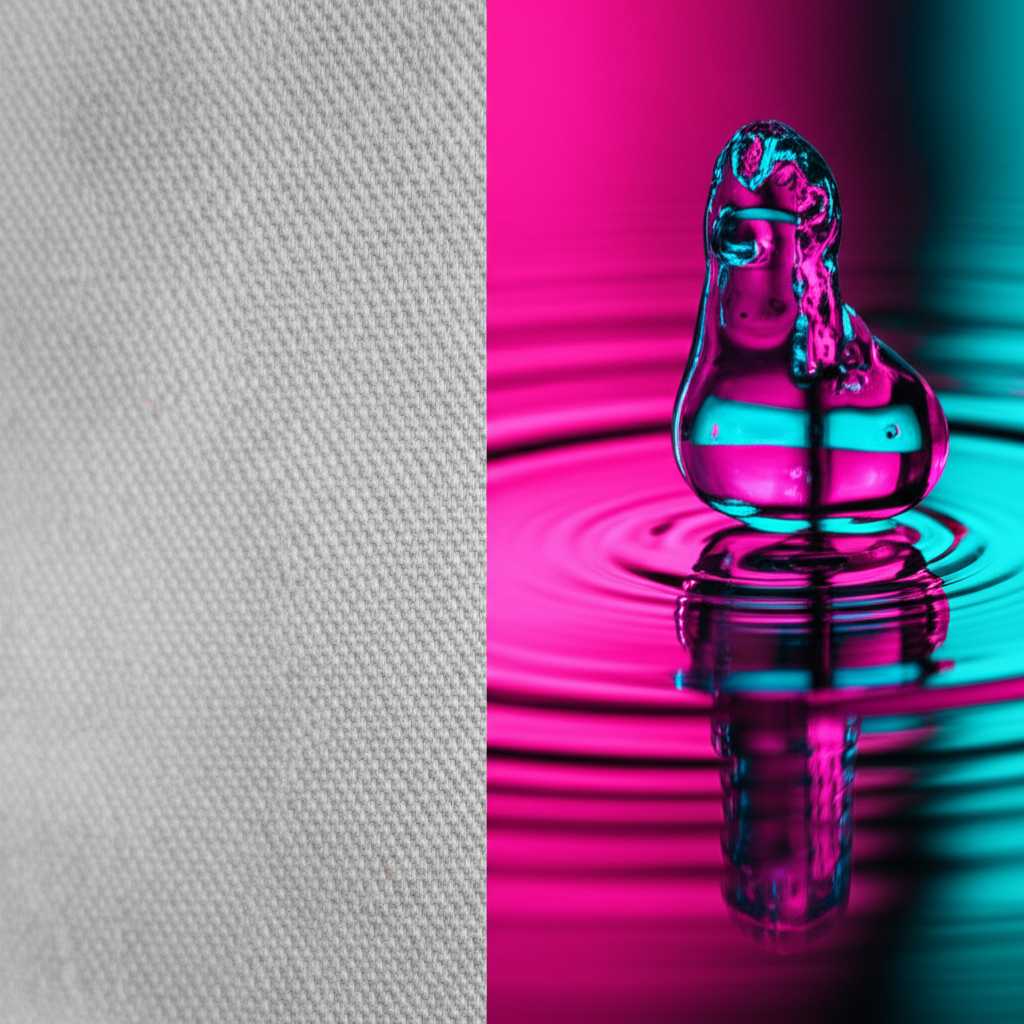 A conceptual image showing a split view: one half is a traditional matte canvas texture, the other half is a hyper-realistic, glossy and vibrant metal surface reflecting light.