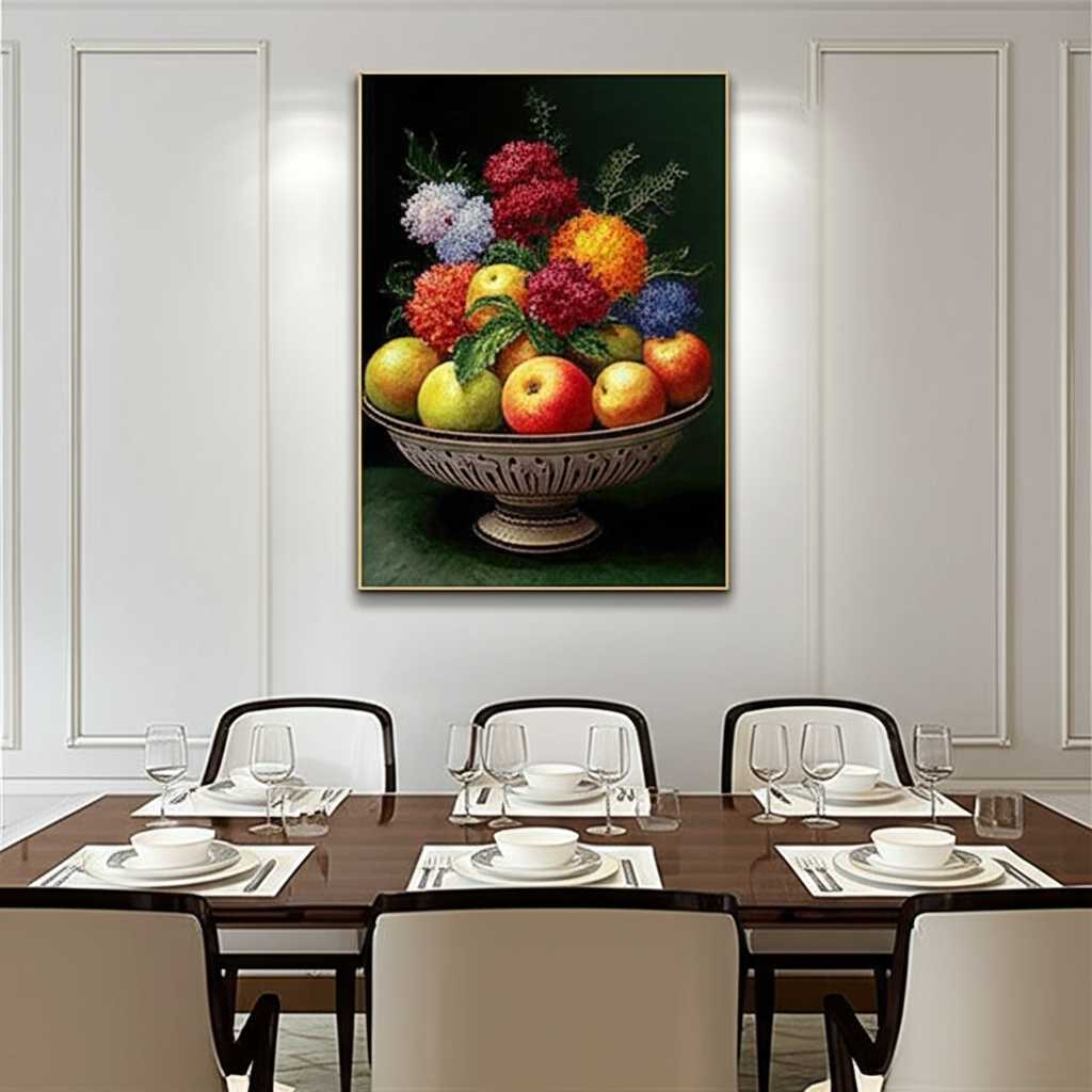 Elegant dining room with Impressionist still life metal print