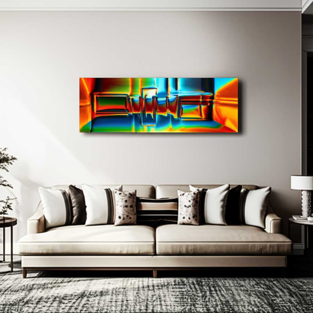 Modern living room featuring a stunning metal art piece as a focal point