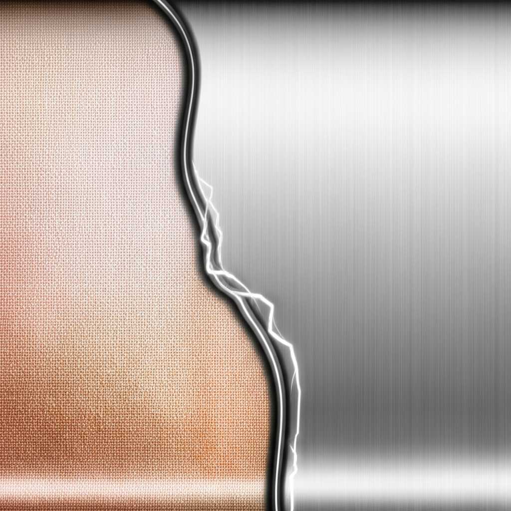 Abstract comparison of metal and canvas textures