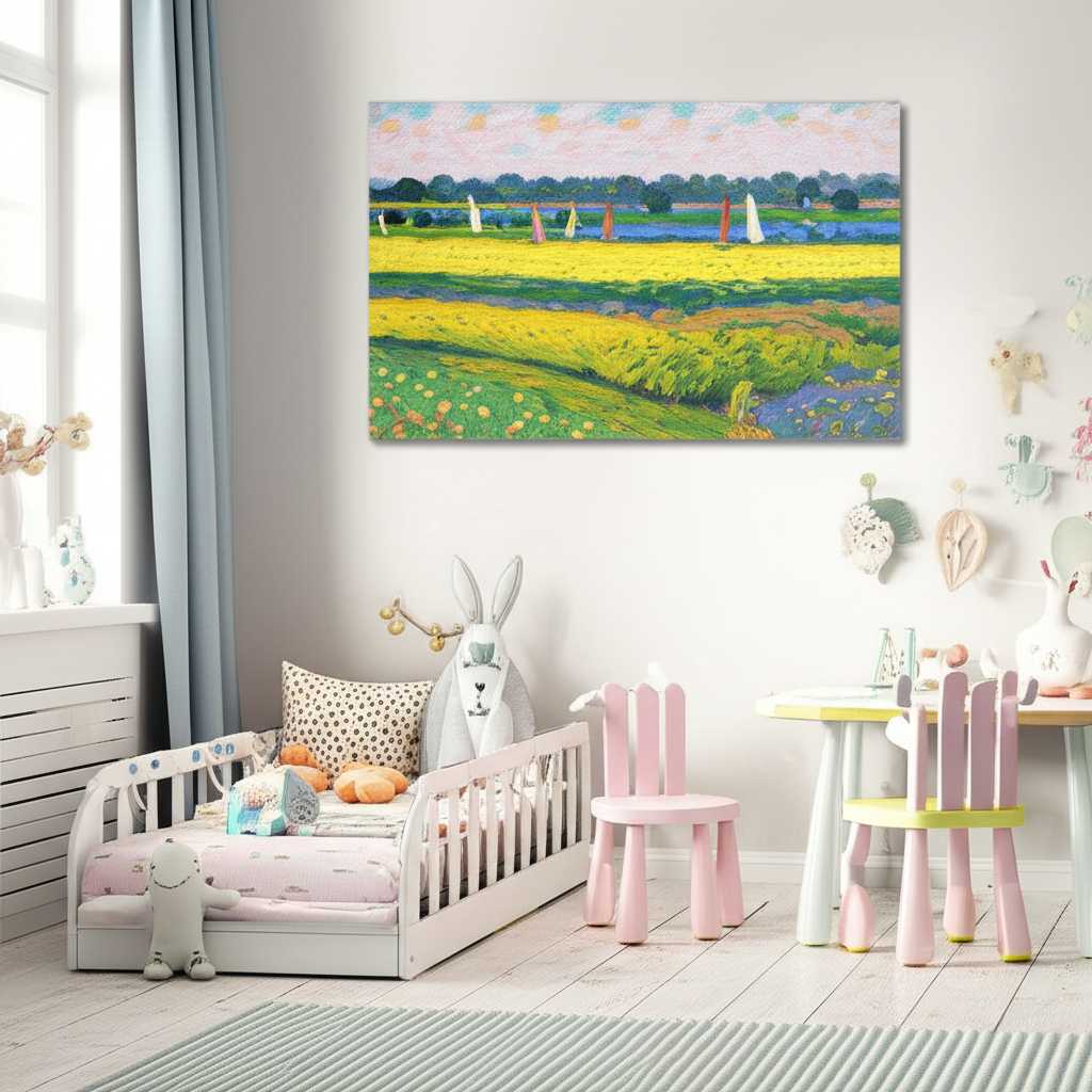 Child's room with safely displayed Impressionist art