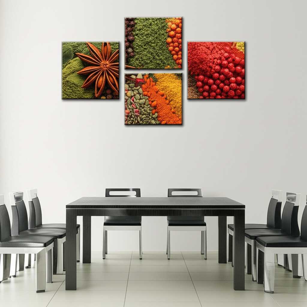 An engaging metal art piece adding character to a modern dining area.
