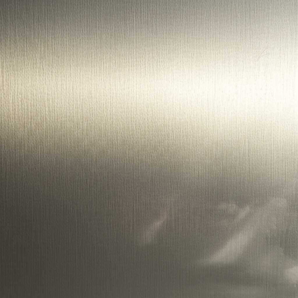 Conceptual image of light interacting with a subtly textured metal surface, highlighting raised ink areas and creating shadows on an abstract artwork.