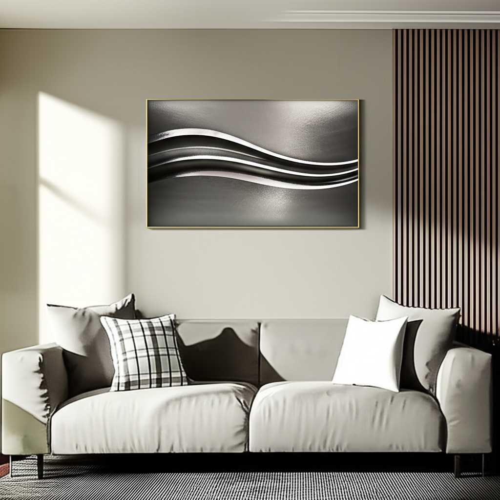 Sophisticated living room metal art