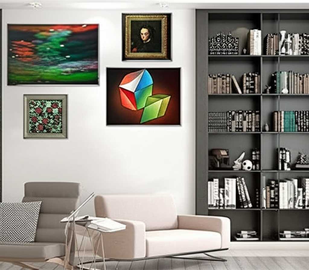 Gallery wall in home library