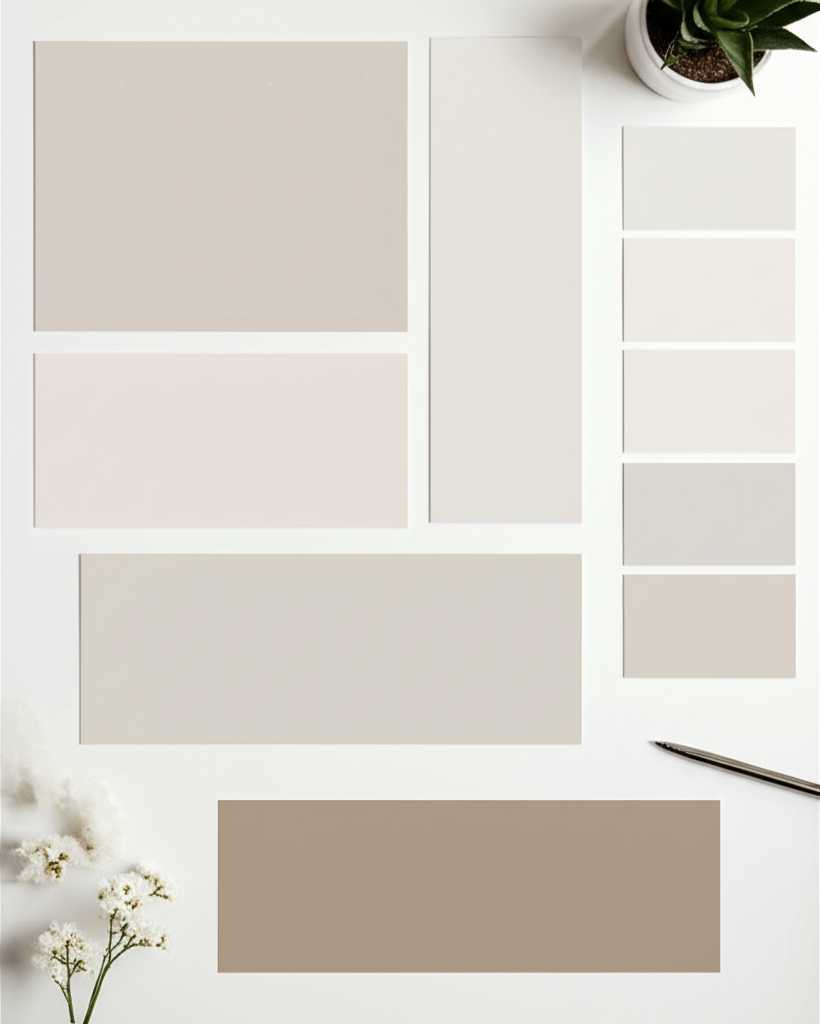 A designer's flat-lay mood board with paint swatches showing a 60-30-10 color scheme, fabric samples, and a small, vibrant metal art print representing the 10% accent.