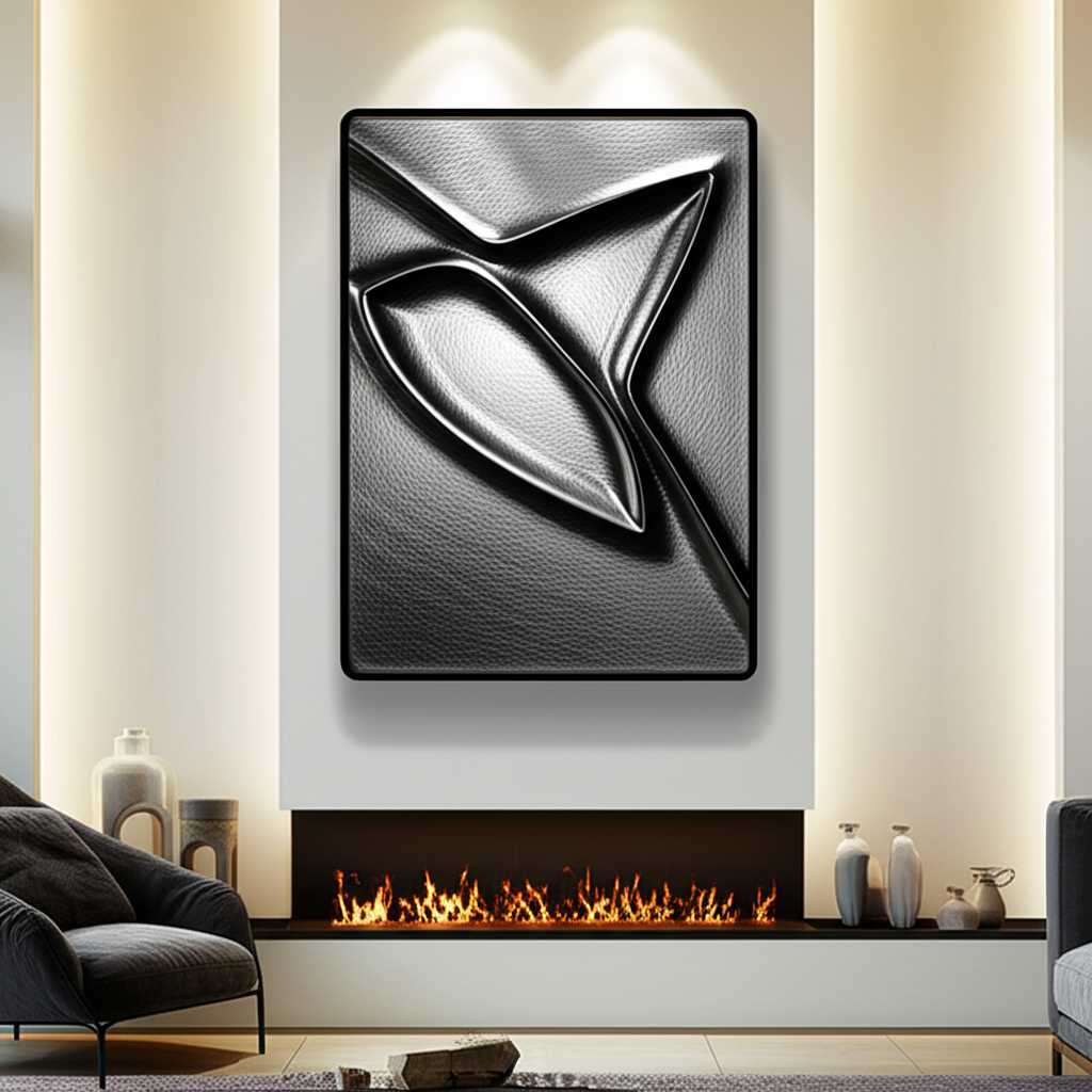 Well-Placed Metal Art in Living Room