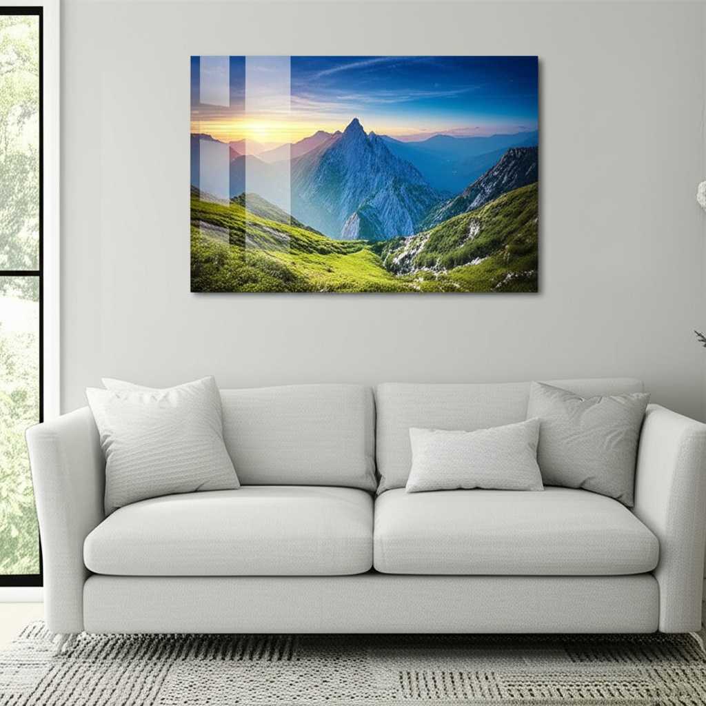 Modern living room with metal art