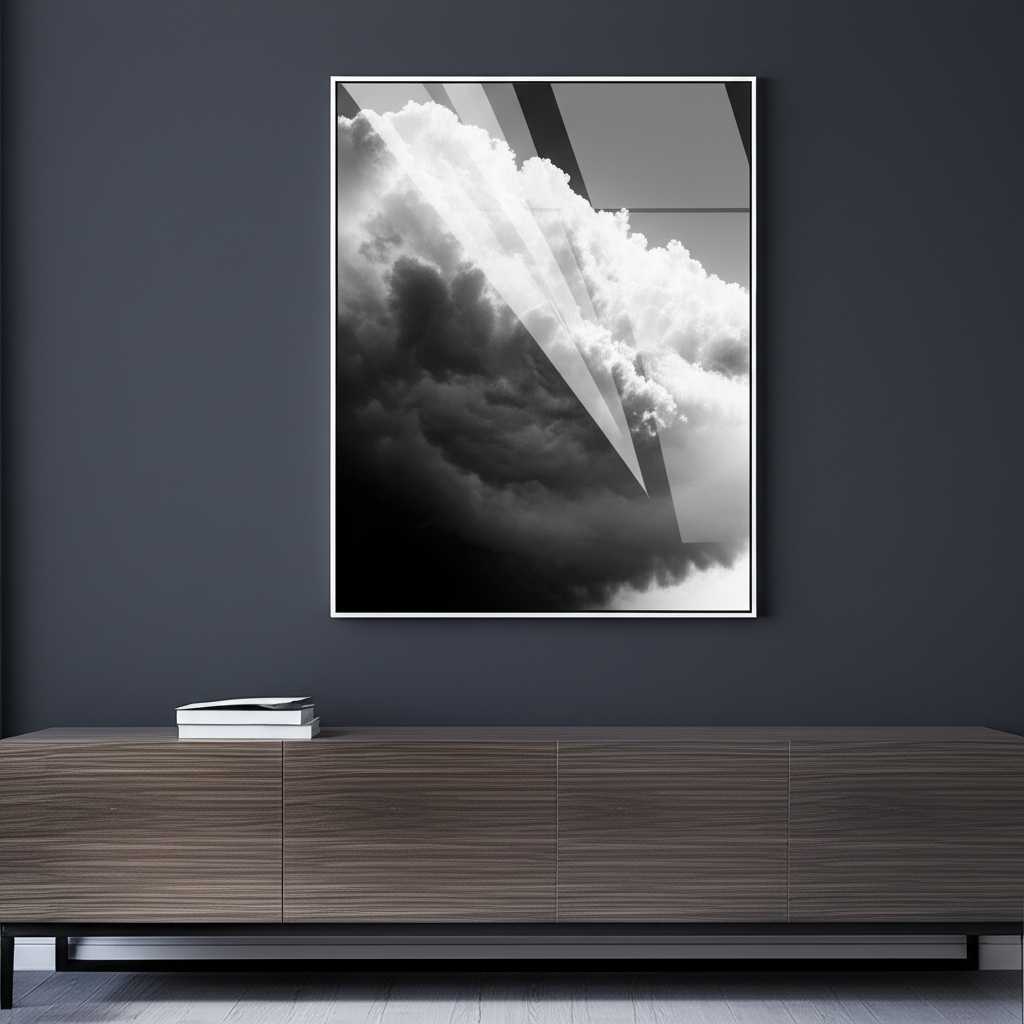 An elegant dining room demonstrating monochromatic color theory with a large piece of art.