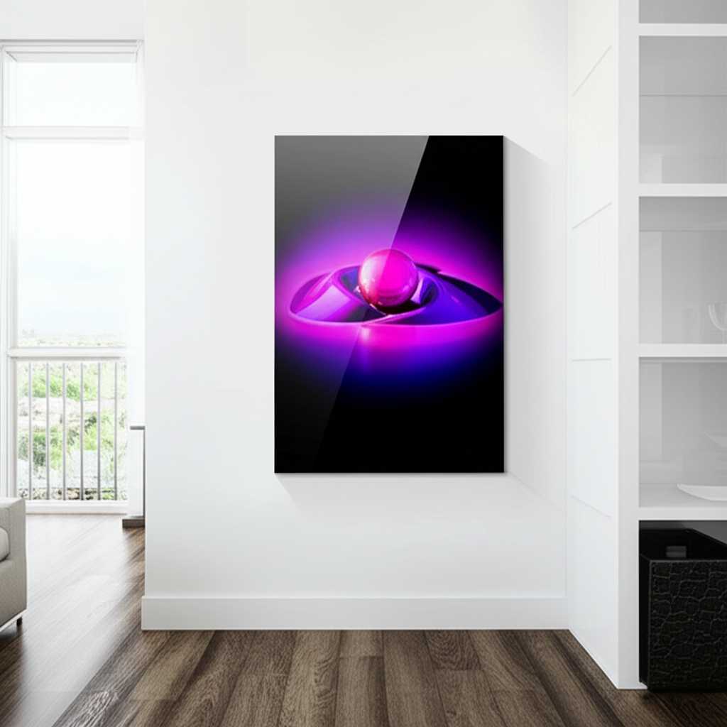 Modern living room with a large glossy print