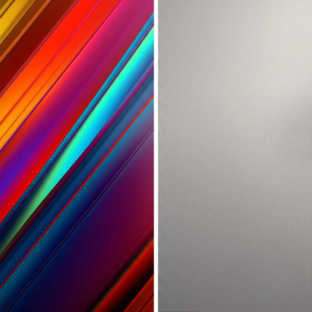 A split image, one side showing a conceptual representation of a vibrant, glossy metal print with sharp details, the other side showing a traditional canvas print with a softer, matte appearance.
