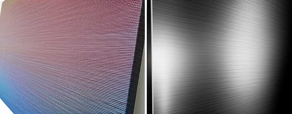 A split image concept: one half shows the textured weave of a generic canvas print, slightly muted; the other half shows a sleek, vibrant, glossy section of a generic metal print with sharper details.