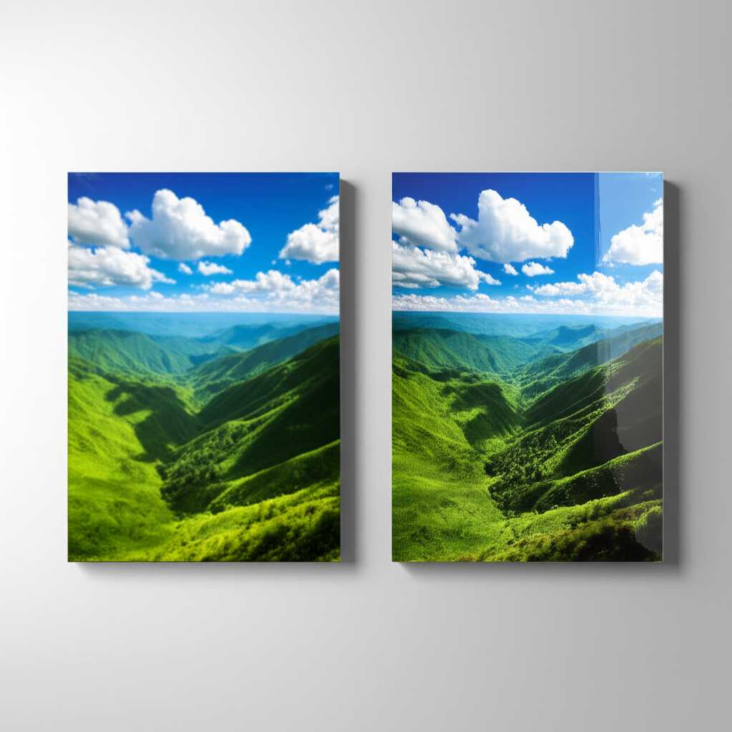 Side-by-side comparison visual in a room