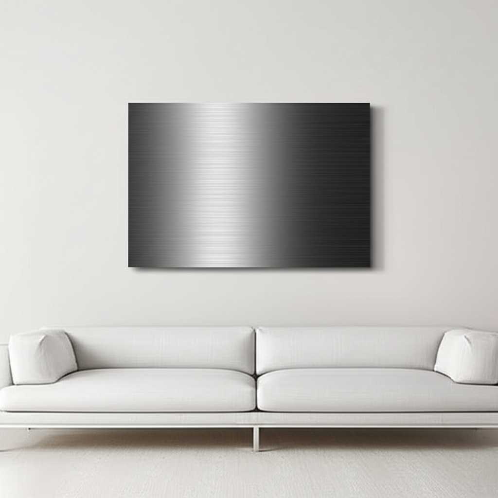 Sleek metal print in a contemporary minimalist living space