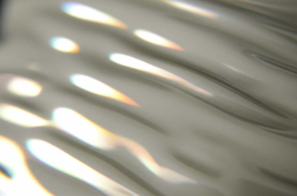 Close-up conceptual image showing light refracting through a glossy, textured surface, hinting at the finish of premium metal art.