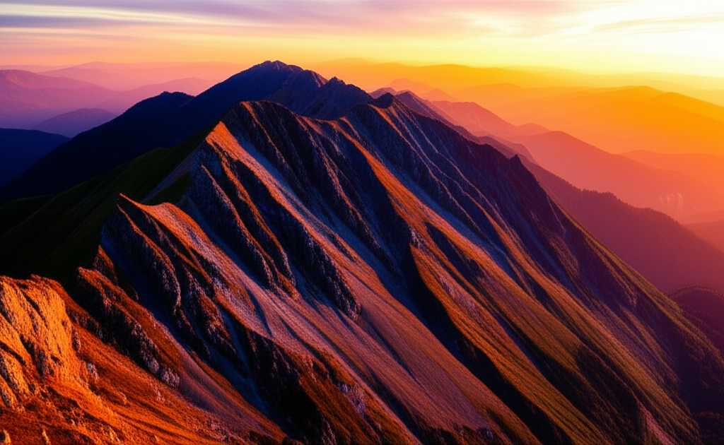 Vibrant landscape on glossy metal