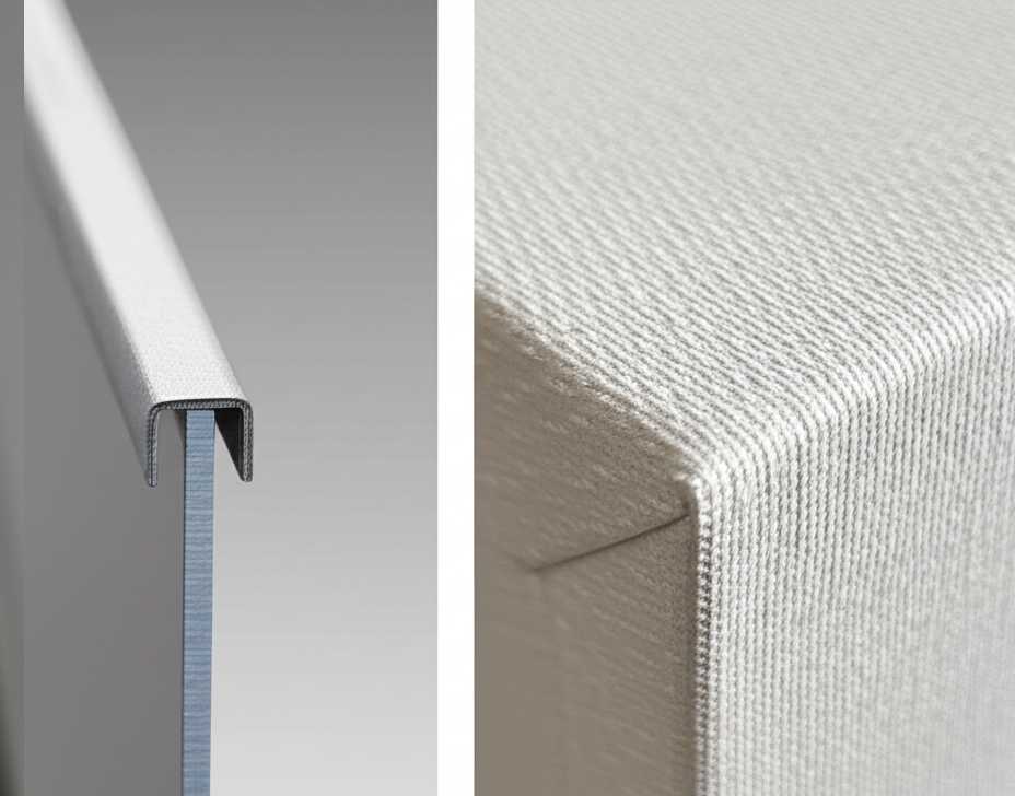 A side-by-side conceptual image showing the edge profile and surface quality of a generic metal print versus a generic canvas print. The metal side appears sleek with vibrant colors and a hint of gloss, while the canvas side shows a textured weave and softer colors.