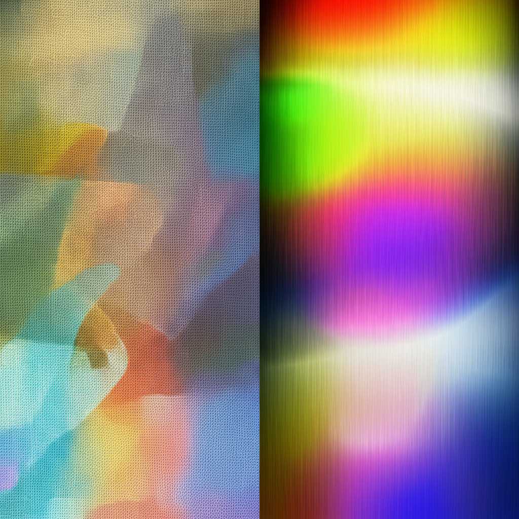 Conceptual split image contrasting the visual properties of a generic canvas print with a generic, vibrant metal print.