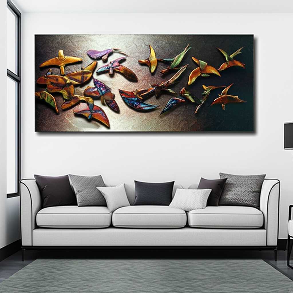 Styled room with metal art