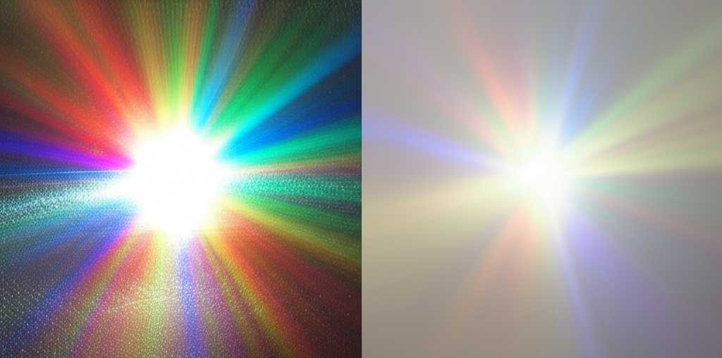A conceptual, side-by-side image showing light interacting differently with a textured, glossy metal surface versus a soft, matte canvas surface.